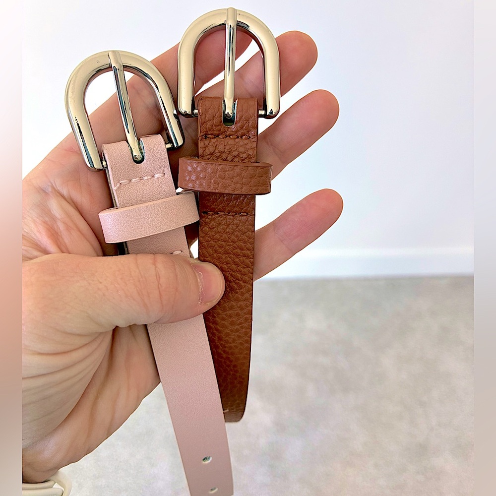 Set of 2 Neutral Belts – 40” Silver Buckle (Unbranded)
